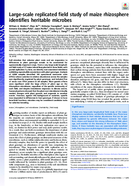 (PDF) Large-scale replicated field study of maize rhizosphere ...