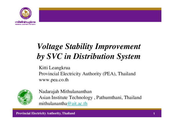 (PDF) Voltage stability improvement by SVC in distribution system