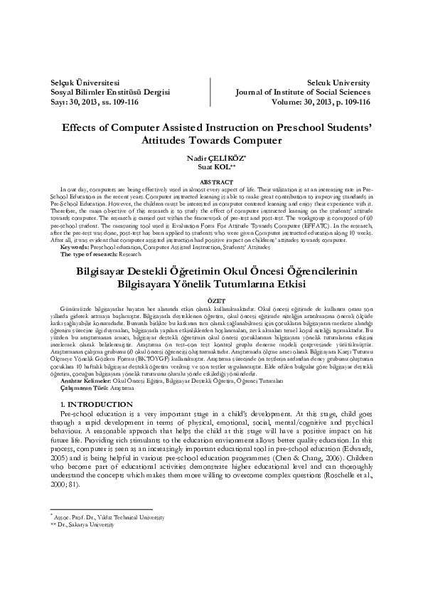 (PDF) Effects of Computer Assisted Instruction on Preschool Students ...