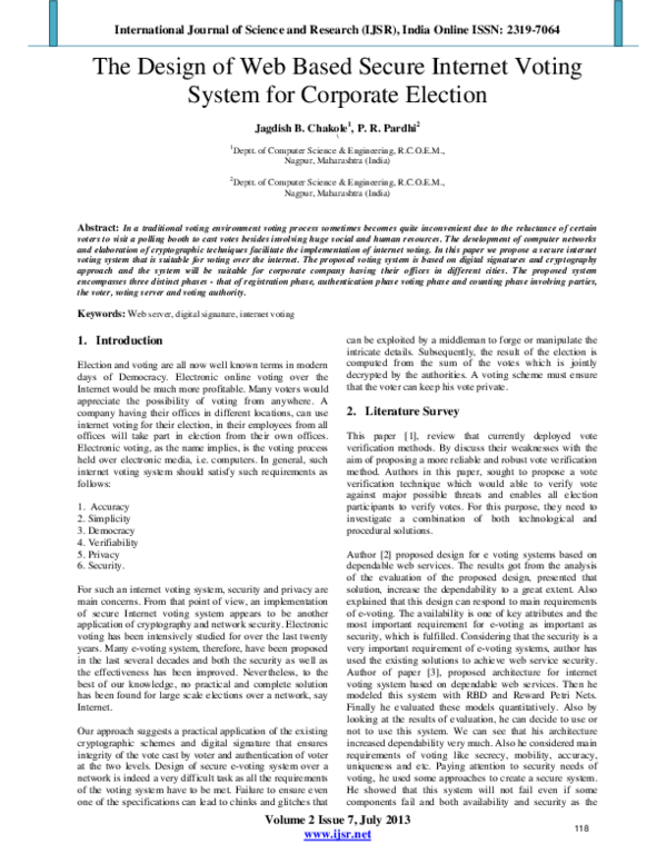 (PDF) The Design of Web Based Secure Internet Voting System for ...
