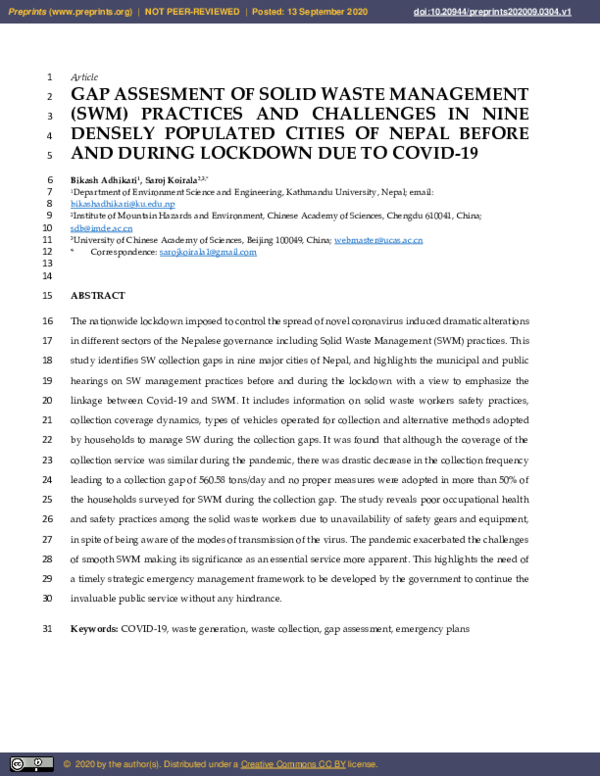 (PDF) Gap Assesment of Solid Waste Management (SWM) Practices and ...