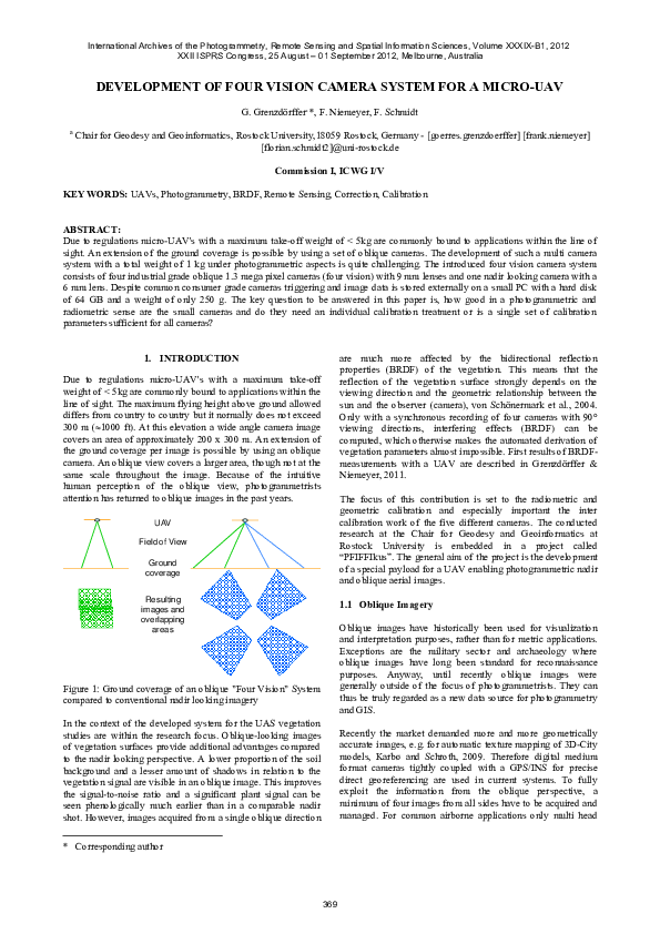 (PDF) Development of Four Vision Camera System for a Micro-Uav