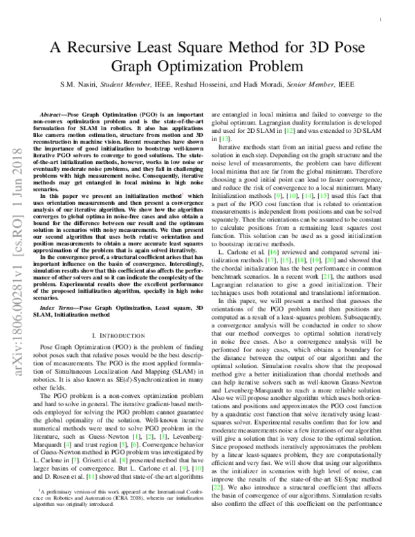 (PDF) A Recursive Least Square Method for 3D Pose Graph Optimization ...