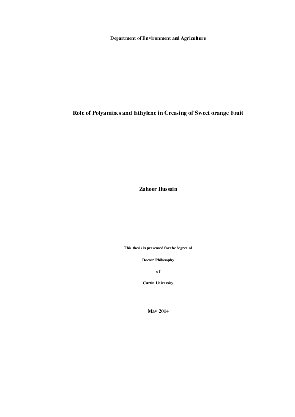 (PDF) Role of Polyamines and Ethylene in Creasing of Sweet orange Fruit
