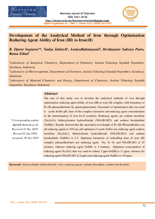 (PDF) Development of the Analytical Method of Iron through Optimization ...