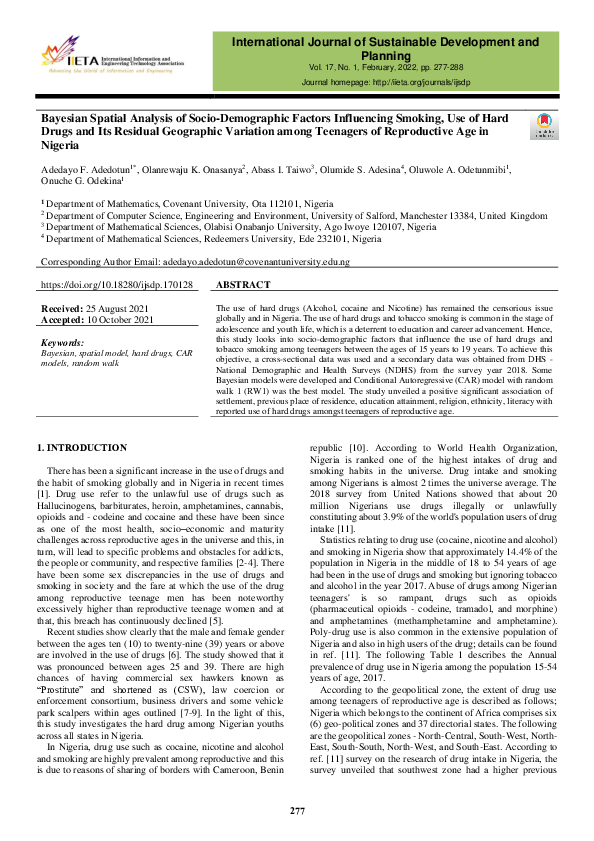 (PDF) Bayesian Spatial Analysis of Socio-Demographic Factors ...