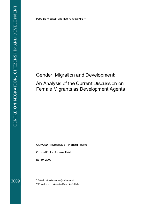 (PDF) Gender, Migration and Development: An analysis of the current ...