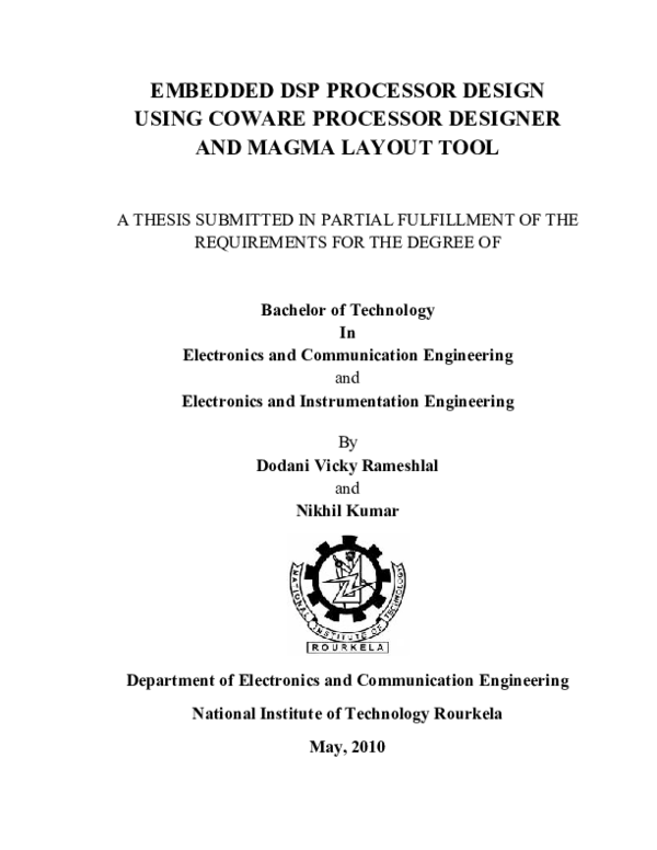 (PDF) Embedded DSP Processor Design using Coware Processor Designer and ...