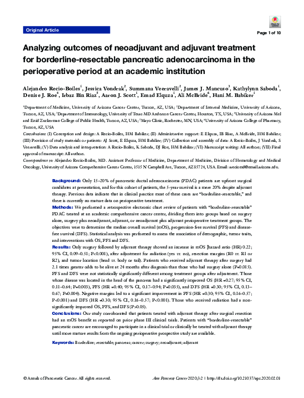 (PDF) Analyzing outcomes of neoadjuvant and adjuvant treatment for ...
