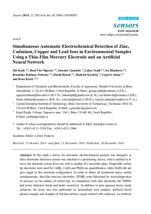 (PDF) Article Simultaneous Automatic Electrochemical Detection of Zinc ...