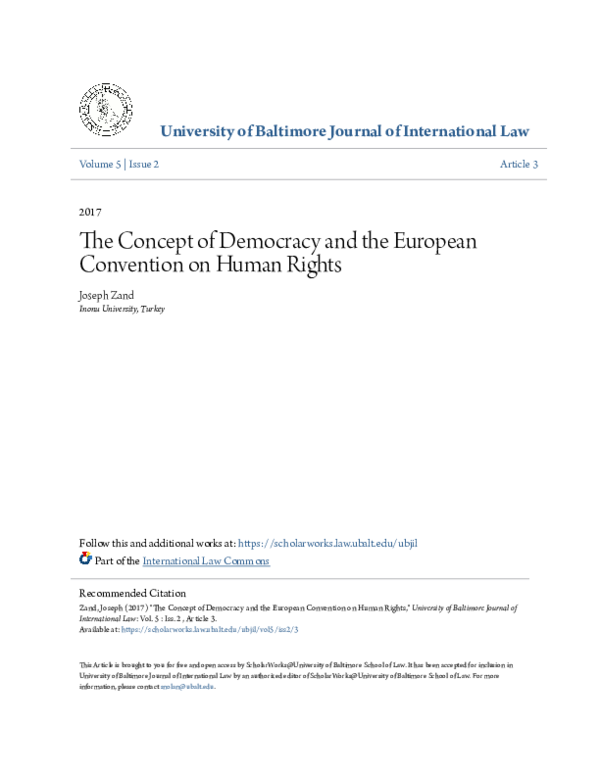 (PDF) The Concept of Democracy and the European Convention on Human Rights
