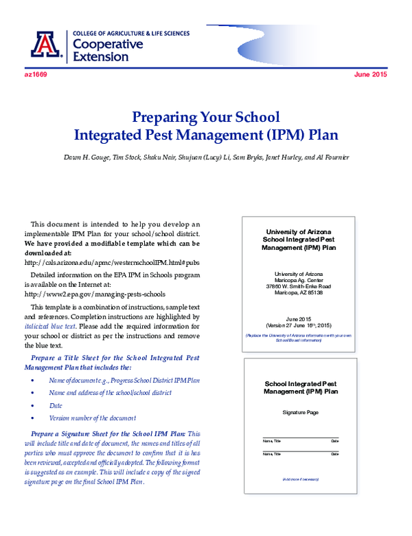 (PDF) Preparing Your School Integrated Pest Management (IPM) Plan