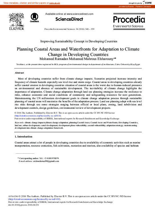 (PDF) Planning Coastal Areas and Waterfronts for Adaptation to Climate ...