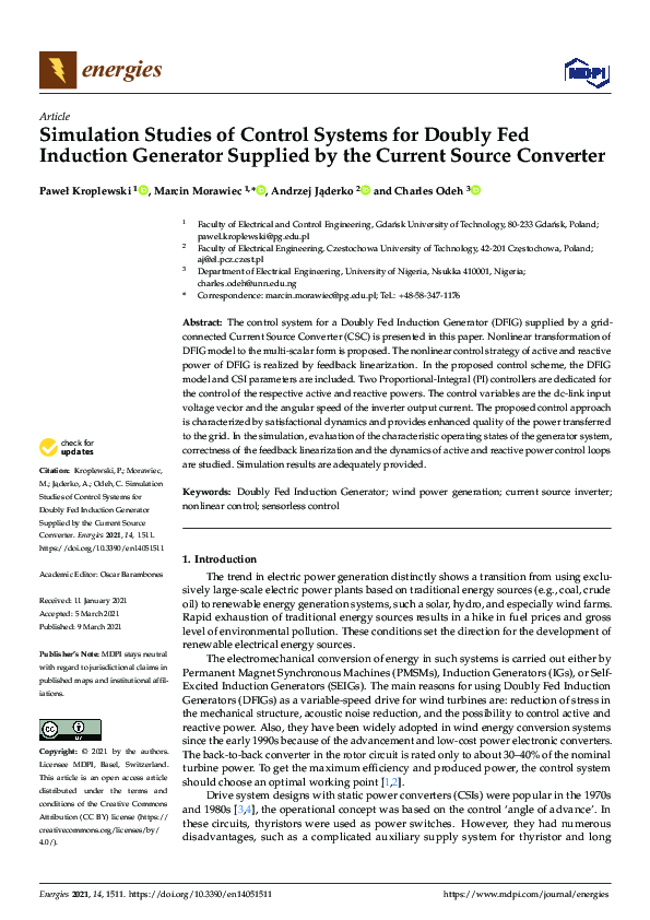 (PDF) Simulation Studies of Control Systems for Doubly Fed Induction ...