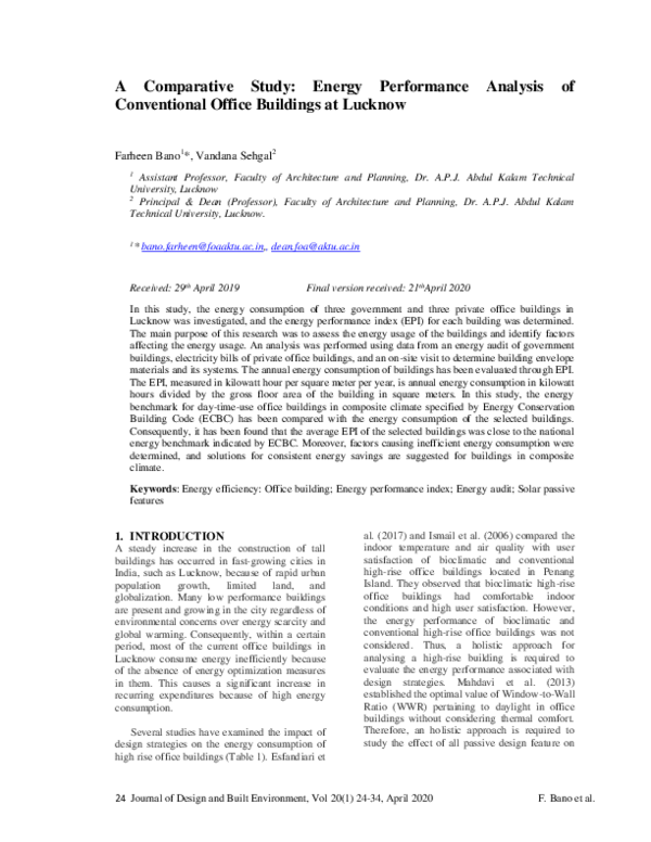 (PDF) A Comparative Study: Energy Performance Analysis of Conventional ...