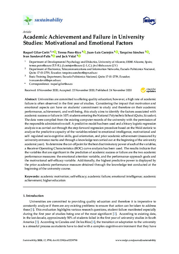(PDF) Academic Achievement and Failure in University Studies ...