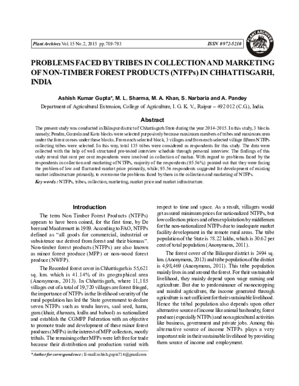 (PDF) Problems faced by tribes in collection and marketing of non ...