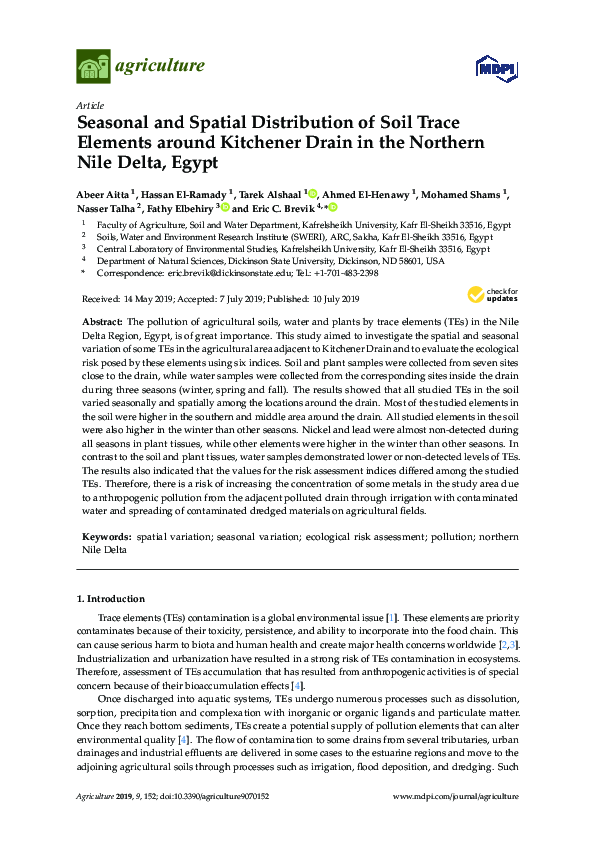 (PDF) Seasonal and Spatial Distribution of Soil Trace Elements around ...