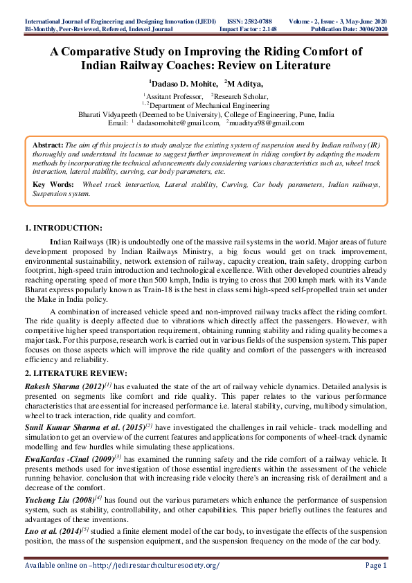 (PDF) A Comparative Study on Improving the Riding Comfort of Indian ...