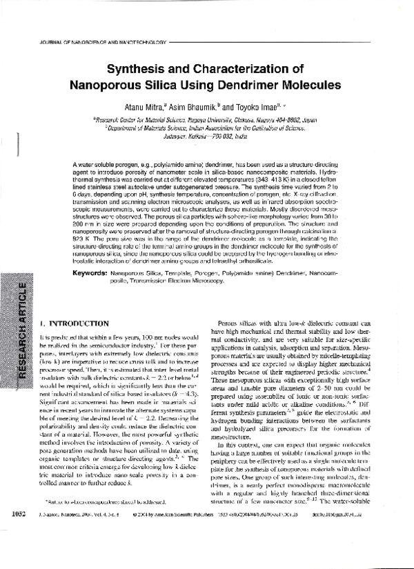(PDF) Synthesis and characterization of nanoporous silica using ...