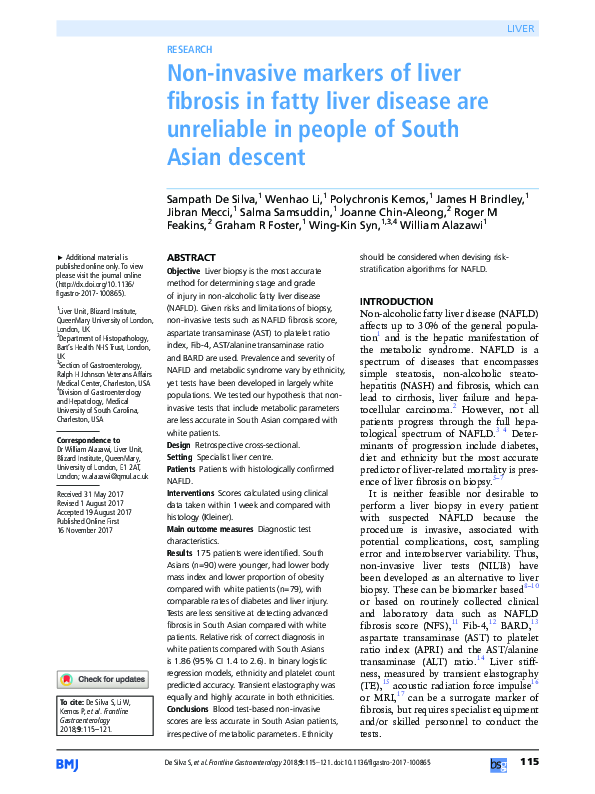 (PDF) Non-invasive markers of liver fibrosis in fatty liver disease are ...