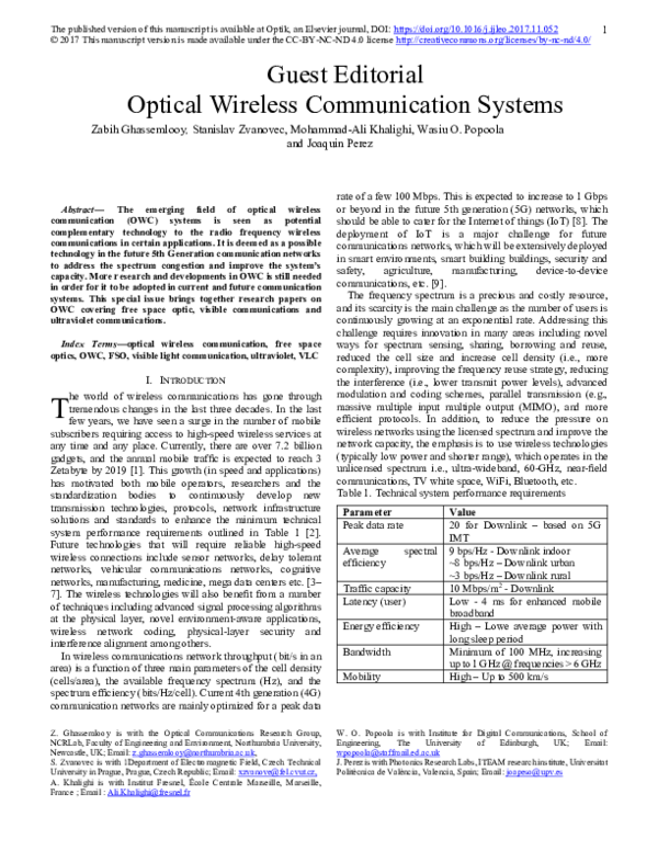(PDF) Optical wireless communication systems Zabih Ghassemlooy