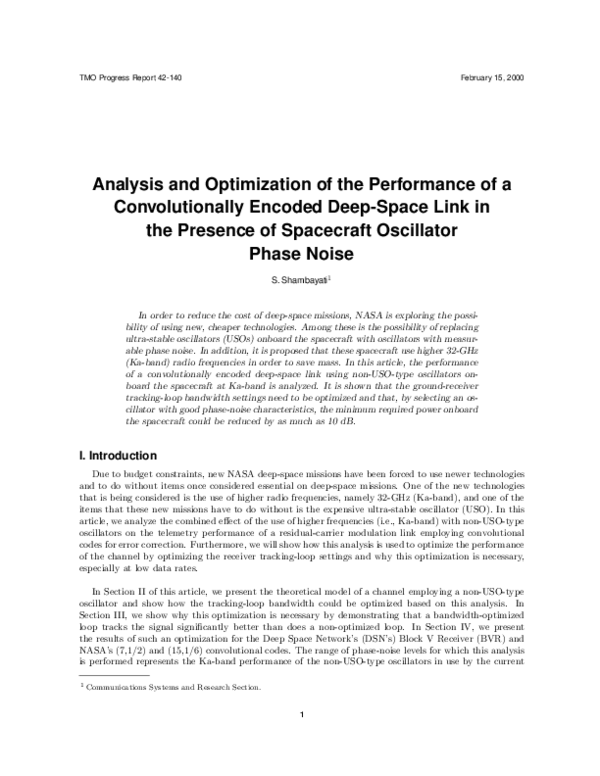 (PDF) Analysis and Optimization of the Performance of a Convolutionally ...