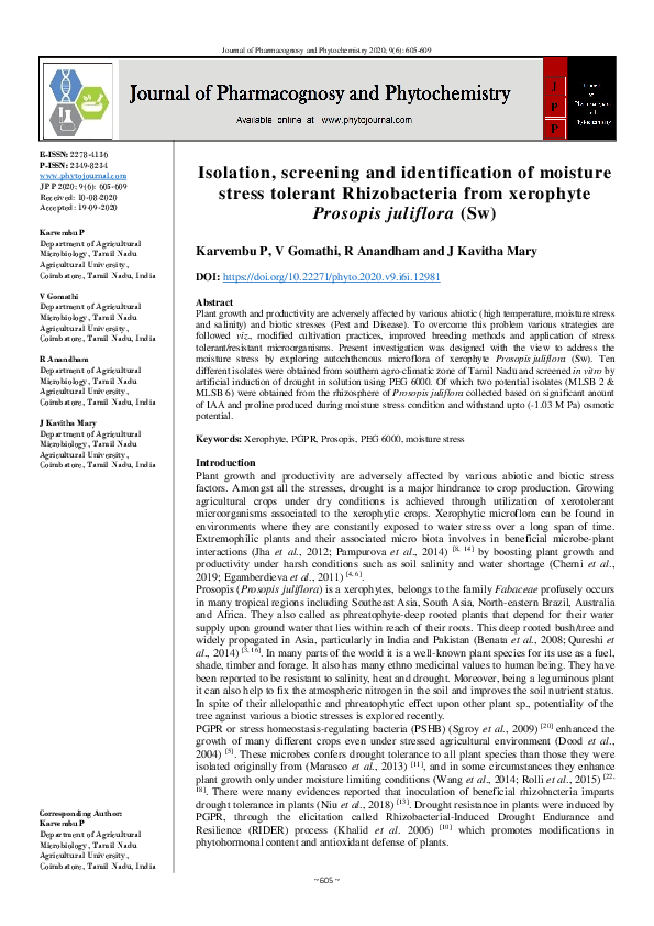 (PDF) Isolation, screening and identification of moisture stress ...