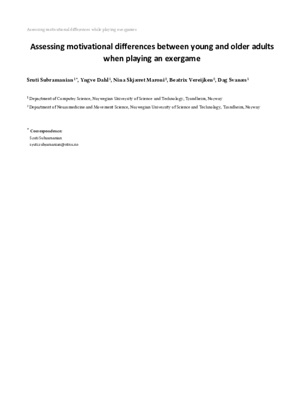 (PDF) Assessing Motivational Differences Between Young and Older Adults ...