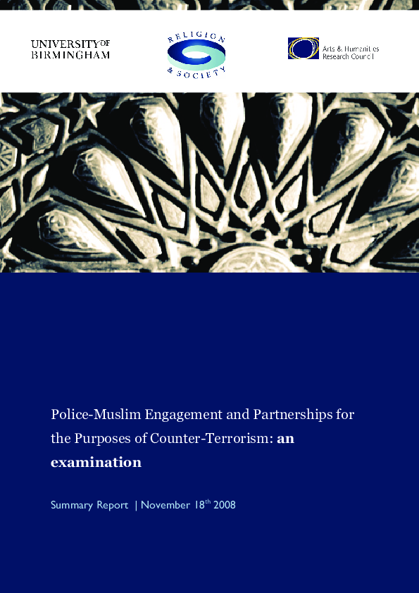 Police-Muslim Engagement and Partnerships for the Purposes of Counter-Terrorism: An Examination
