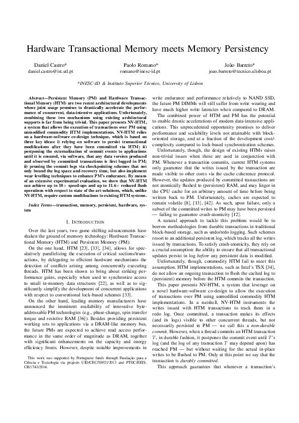 (PDF) Hardware Transactional Memory Meets Memory Persistency