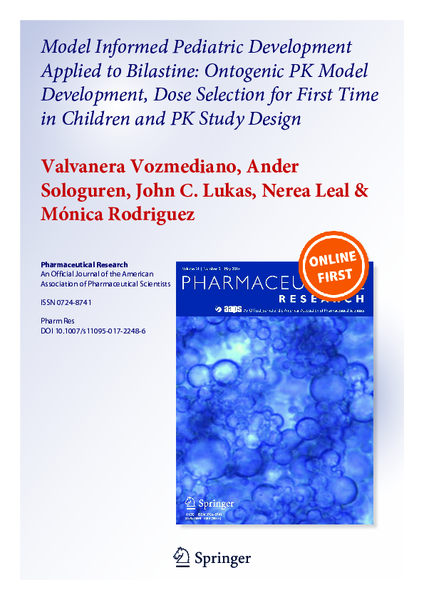 (PDF) Model Informed Pediatric Development Applied to Bilastine ...