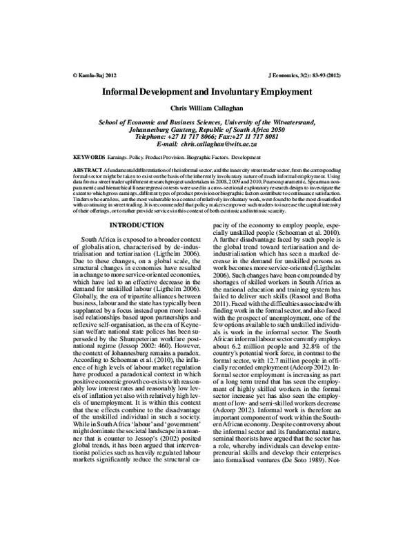 (PDF) Informal Development and Involuntary Employment
