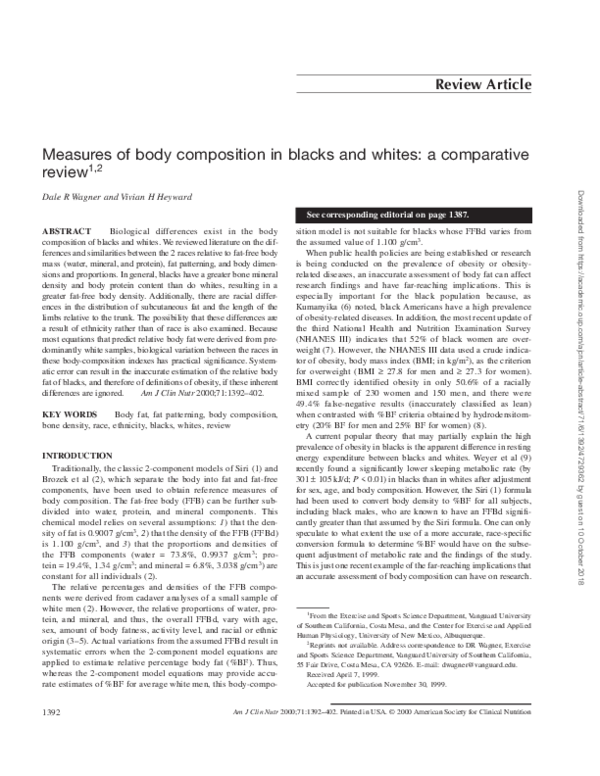 (PDF) Measures of body composition in blacks and whites: a comparative ...