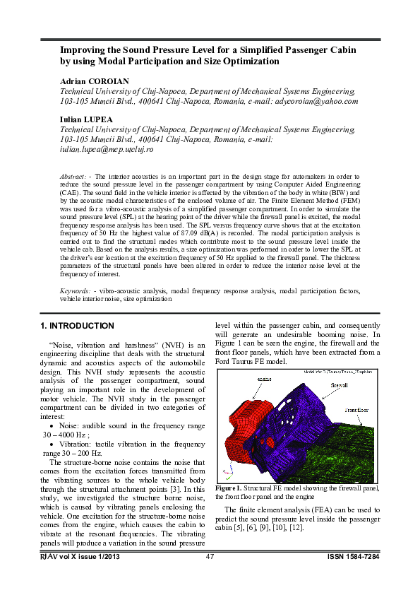 (PDF) Improving the Sound Pressure Level for a Simplified Passenger ...