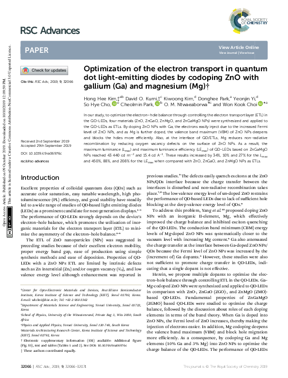 (PDF) Optimization of the electron transport in quantum dot light ...