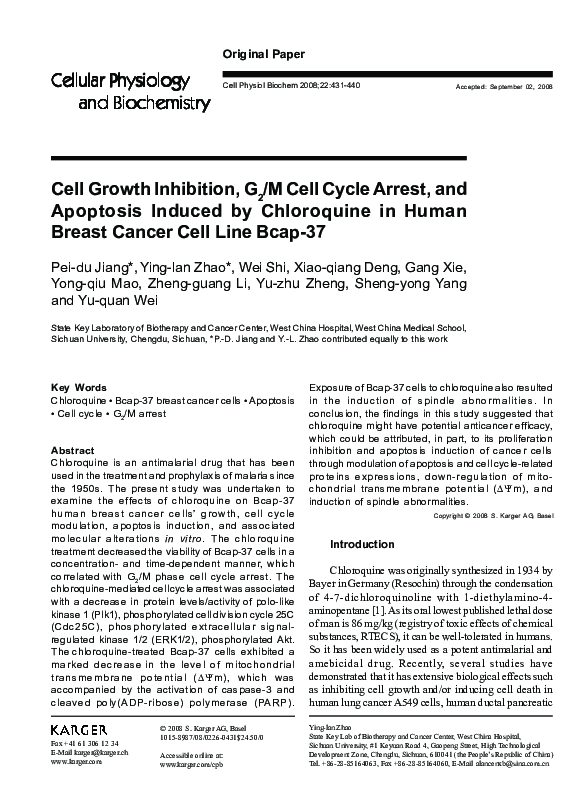 (PDF) Cell growth inhibition, G 2 M cell cycle arrest, and apoptosis ...