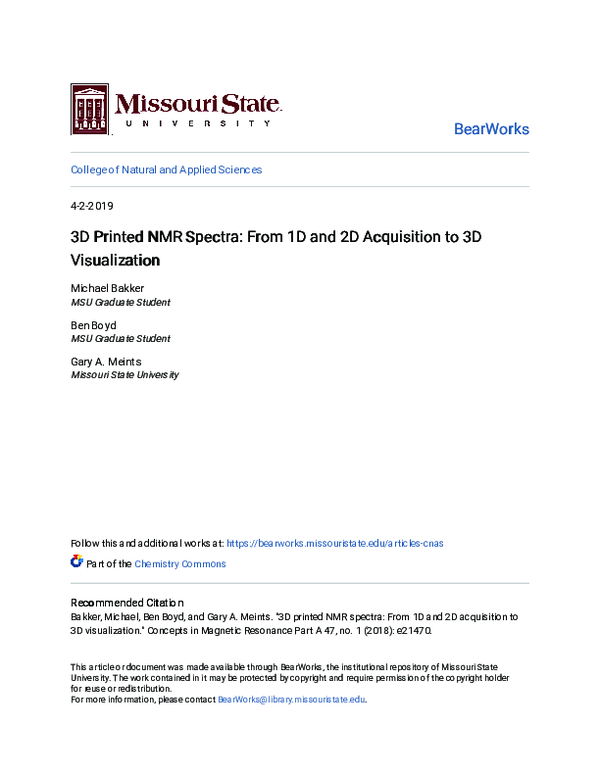(PDF) 3D printed NMR spectra: From 1D and 2D acquisition to 3D ...