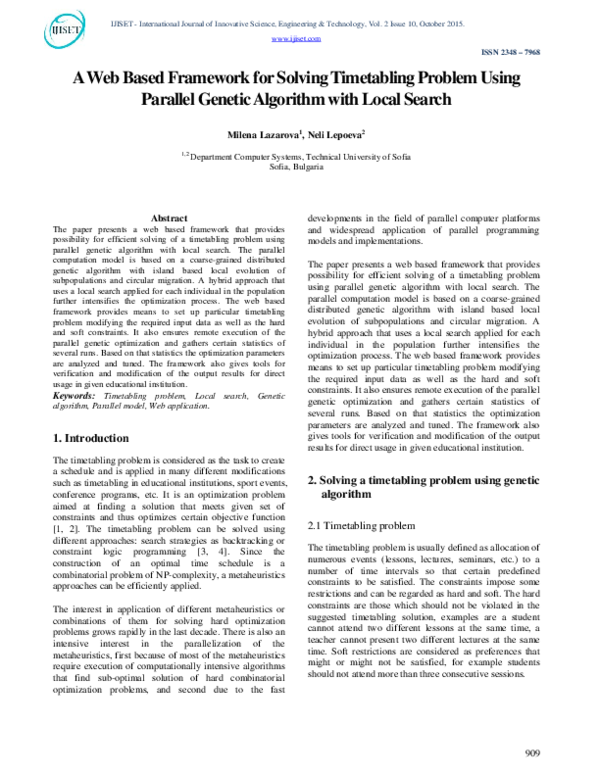 (PDF) A Web Based Framework for Solving Timetabling Problem Using ...