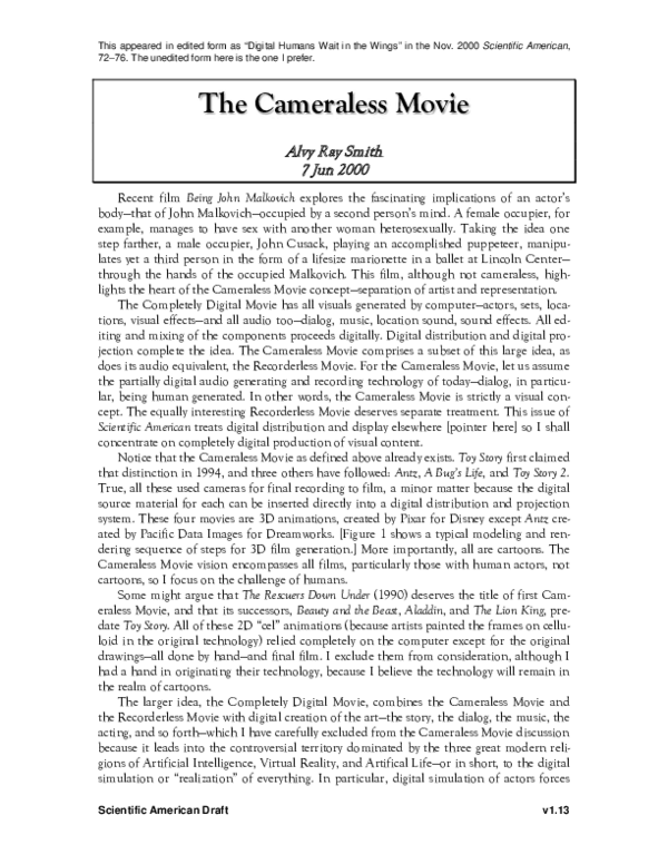 (PDF) The Cameraless Movie