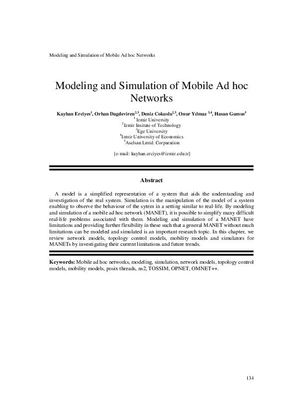 (PDF) Modeling and Simulation of Mobile Ad hoc Networks