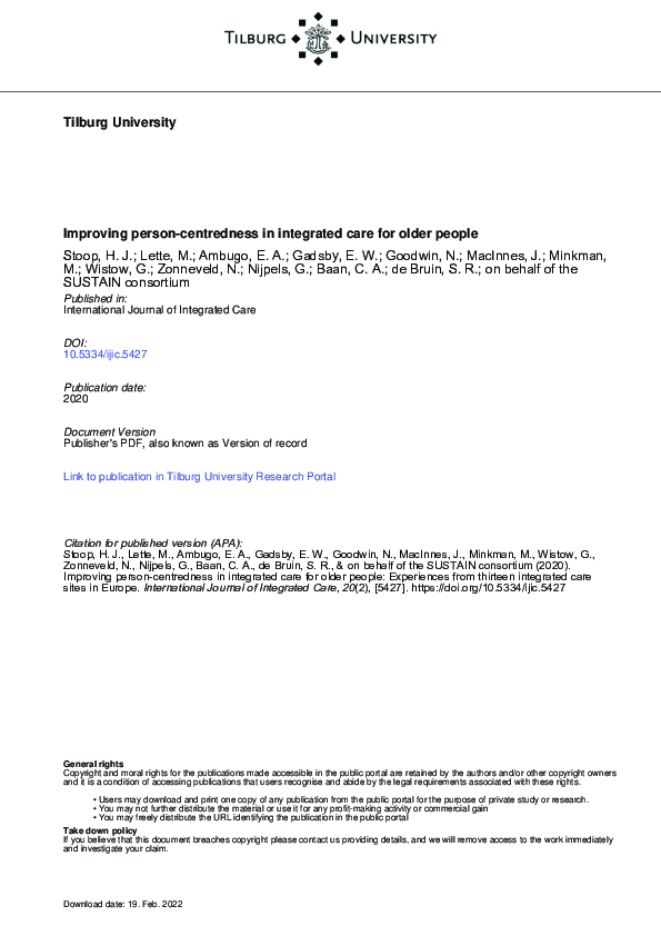 (PDF) Improving Person-Centredness in Integrated Care for Older People ...