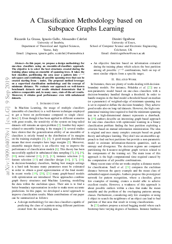(PDF) A Classification Methodology Based on Subspace Graphs Learning