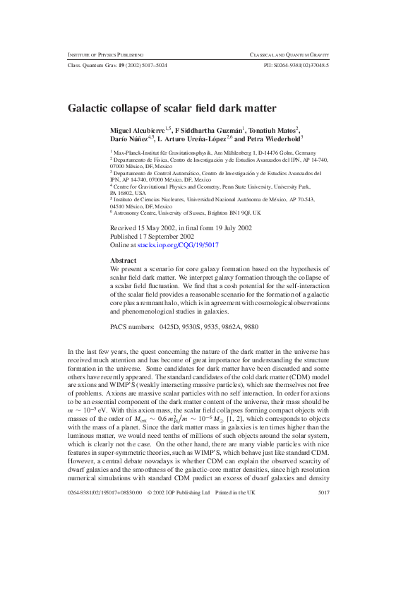 (PDF) Galactic collapse of scalar field dark matter