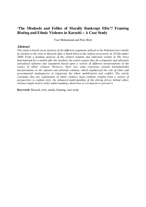 (PDF) The Misdeeds and Follies of Morally Bankrupt Elite? Framing