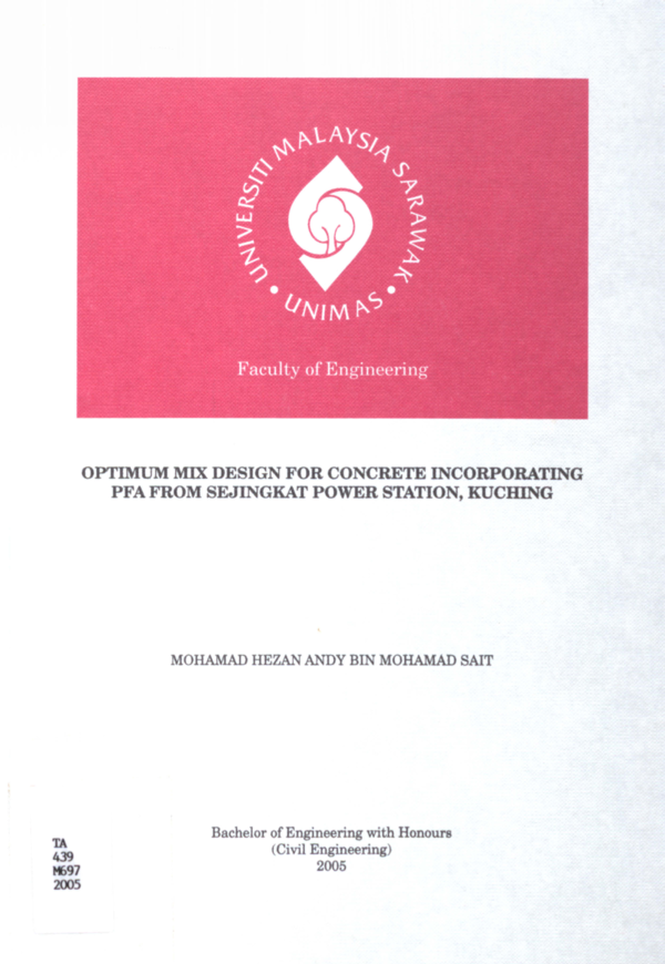 (PDF) Optimum mix design for concrete incorporating PFA from Sejingkat