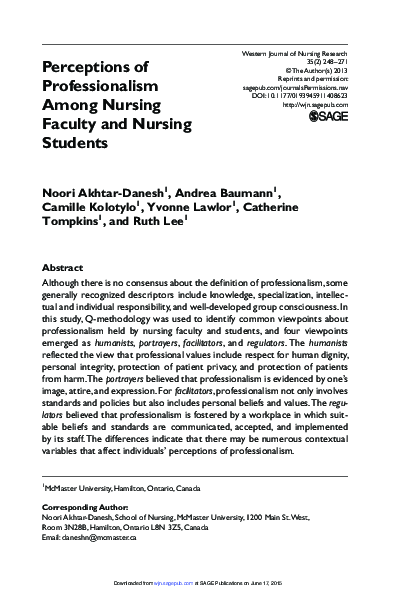 (PDF) Perceptions of Professionalism Among Nursing Faculty and Nursing ...