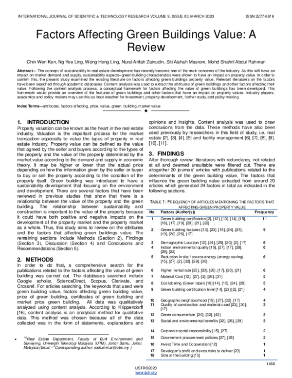 View of (PDF) Factors Affecting Green Buildings Value: A Review