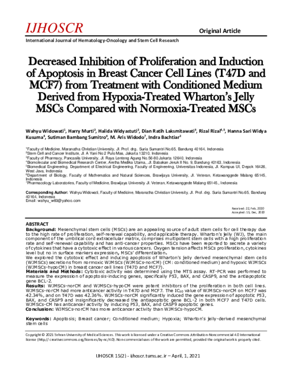 (PDF) Decreased Inhibition of Proliferation and Induction of Apoptosis ...