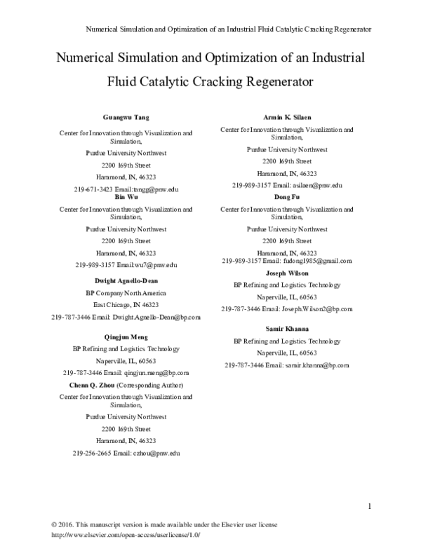 (PDF) Numerical Simulation and Optimization of an Industrial Fluid ...